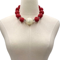 Red Cinnomon and Cream Necklace Necklaces Cerese D, Inc.   