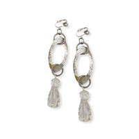 Clear Spark Hoop Drop Earring Earrings Cerese D, Inc. Silver Clip on  