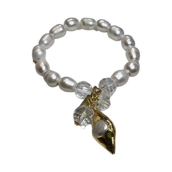 Labor White Pearl Dropplet Bracelet Bracelets Cerese D, Inc.   