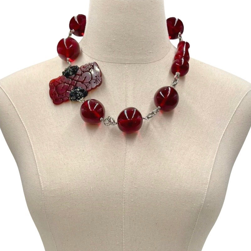 Red Rolling Amber Necklace