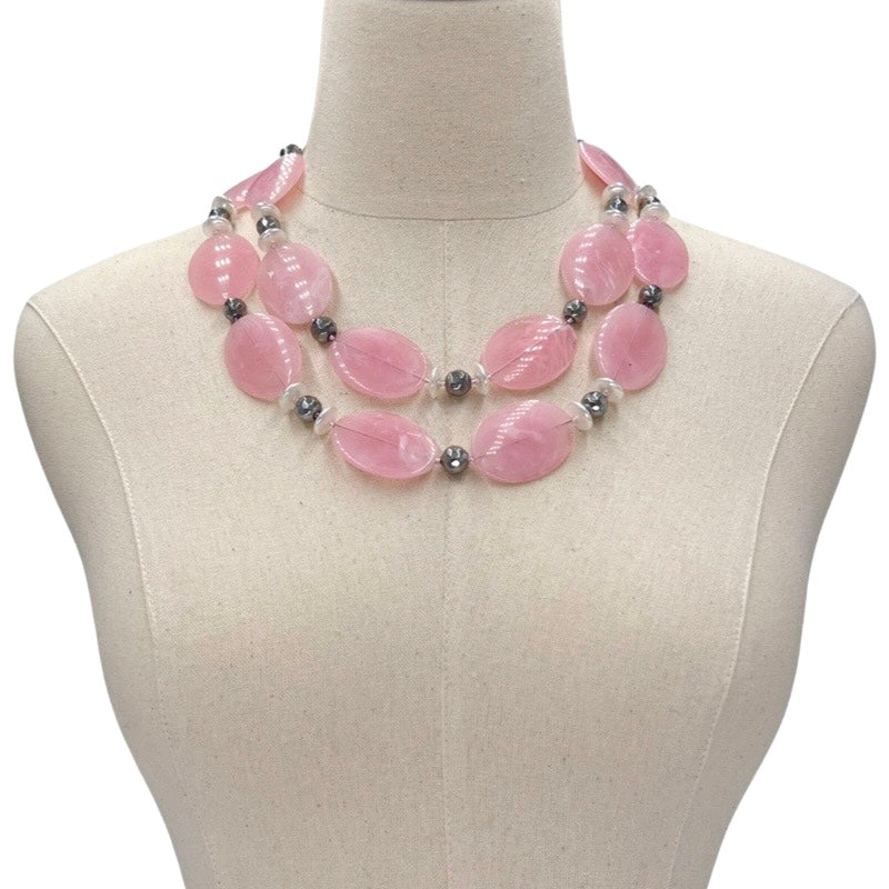Soft Pink Flex Necklace Necklaces Cerese D, Inc. Silver  