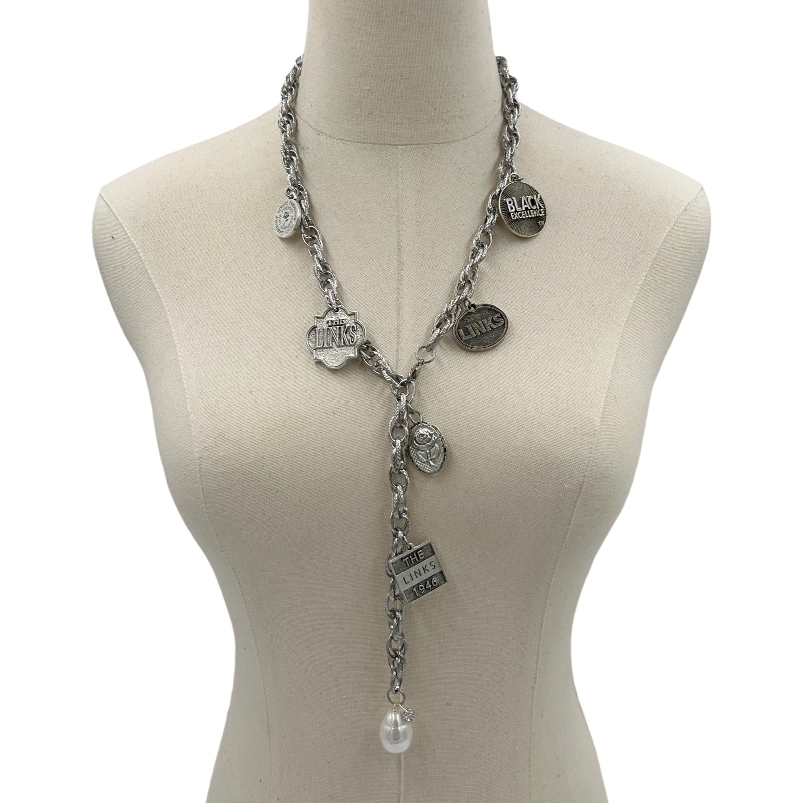 Links Charm Lariat Necklace