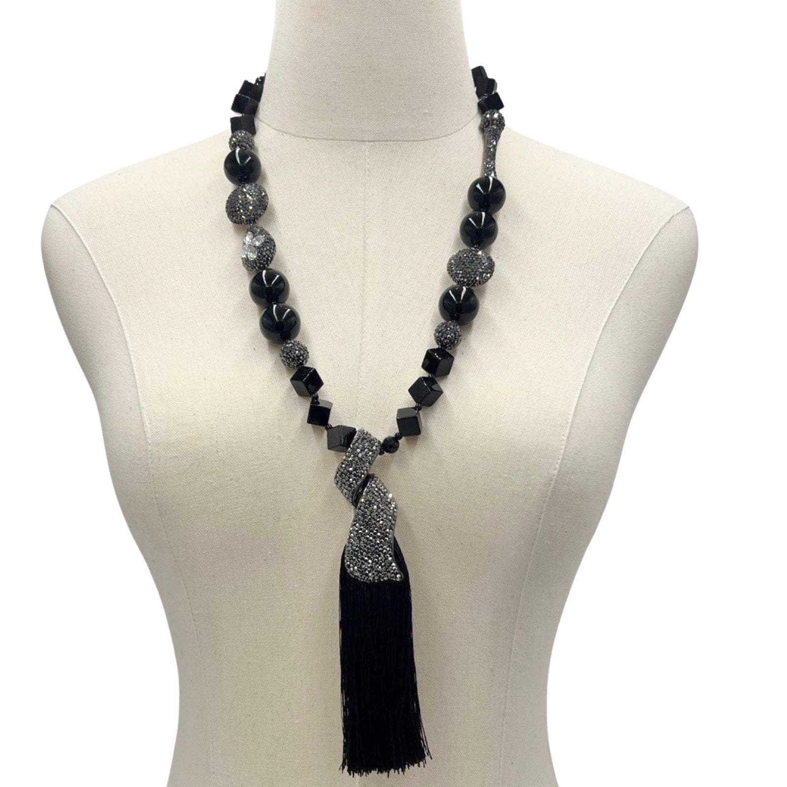 Masked Black Downtown Necklace Necklaces Cerese D, Inc. Jet  