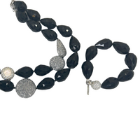 Clarion Black Necklace Necklaces Cerese D, Inc. Silver  
