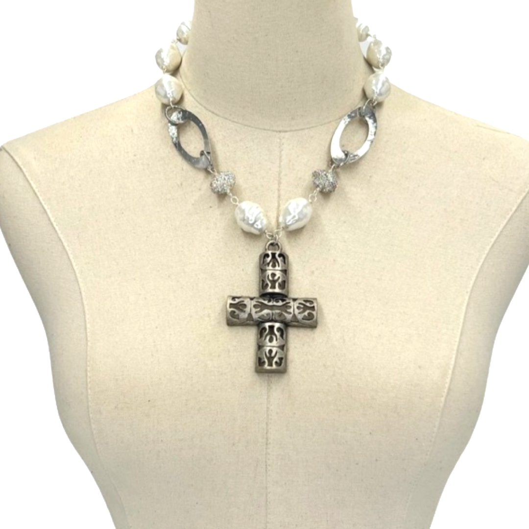 Cross Francis Vat Necklace OOAK Cerese D, Inc. Silver  