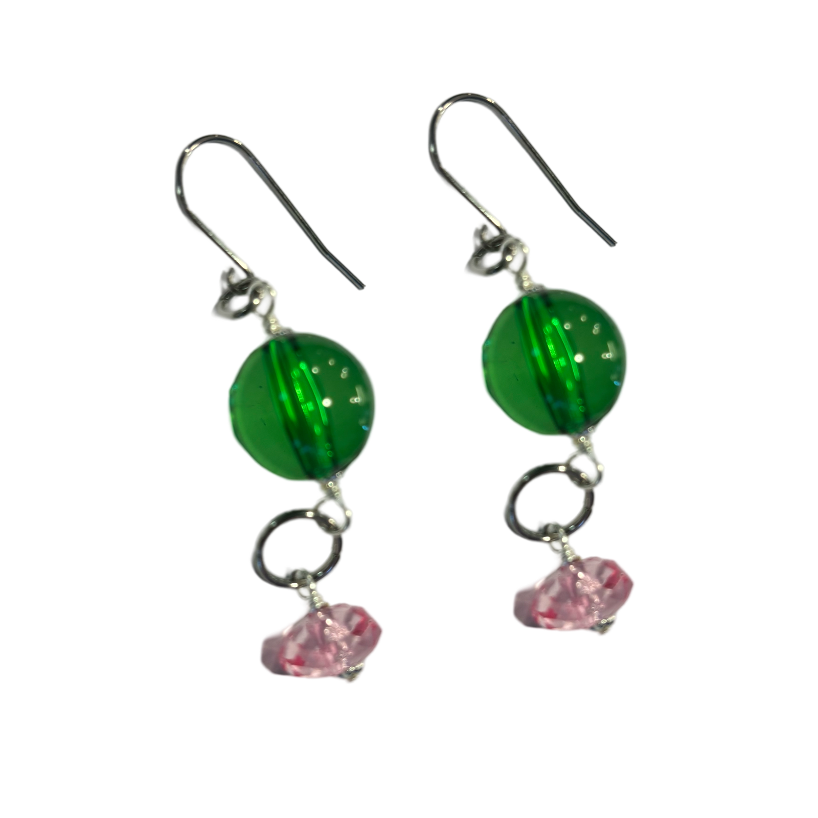 Green Pink Combo Earring