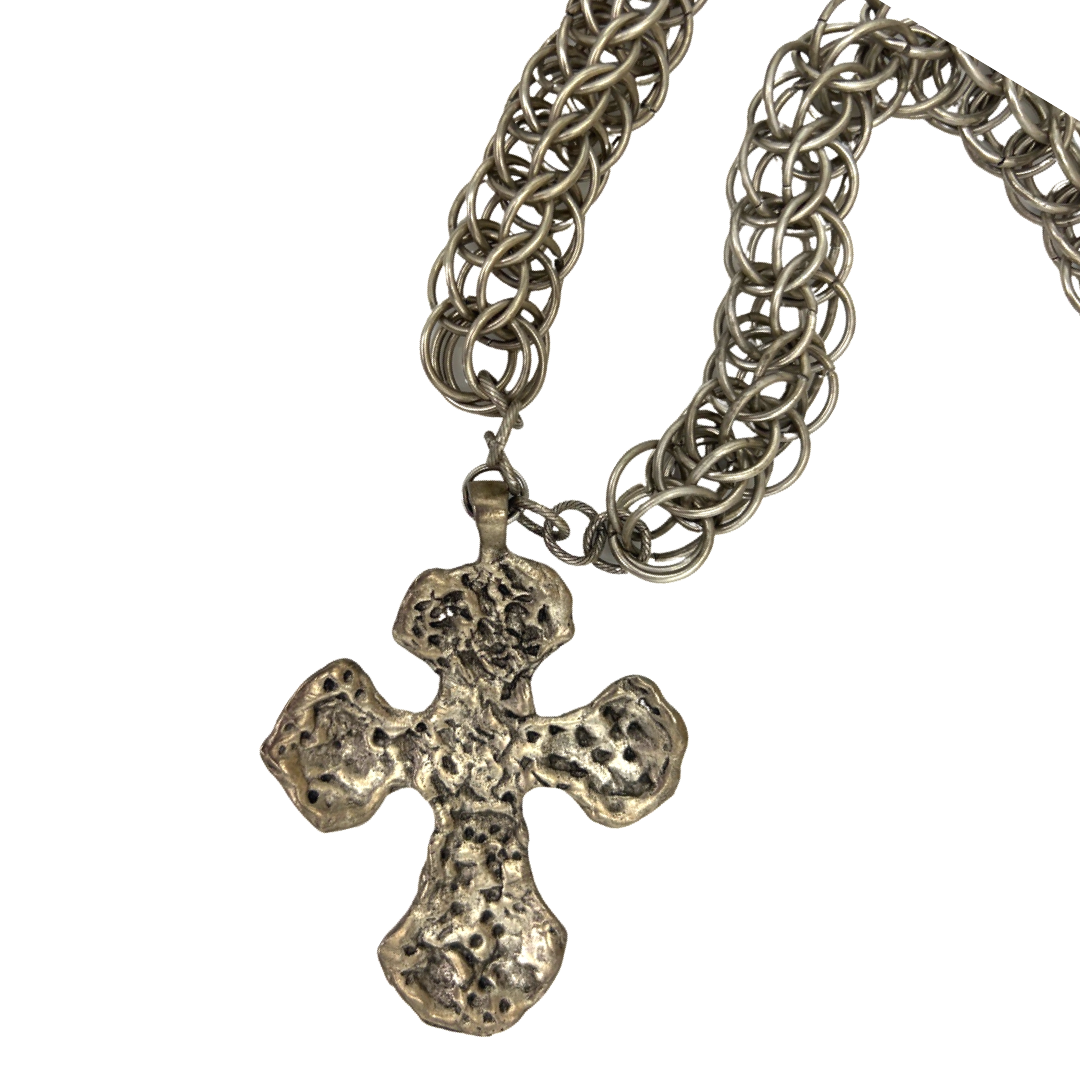 Cross Maille Might Necklace Necklaces Cerese D, Inc.   