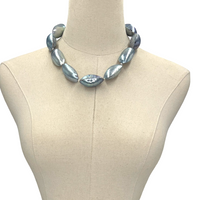 Shell Silver Steel Necklace Necklaces Cerese D, Inc.   