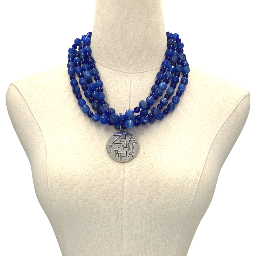 Zeta Fall Blue Necklace Zeta Necklaces Cerese D, Inc.   