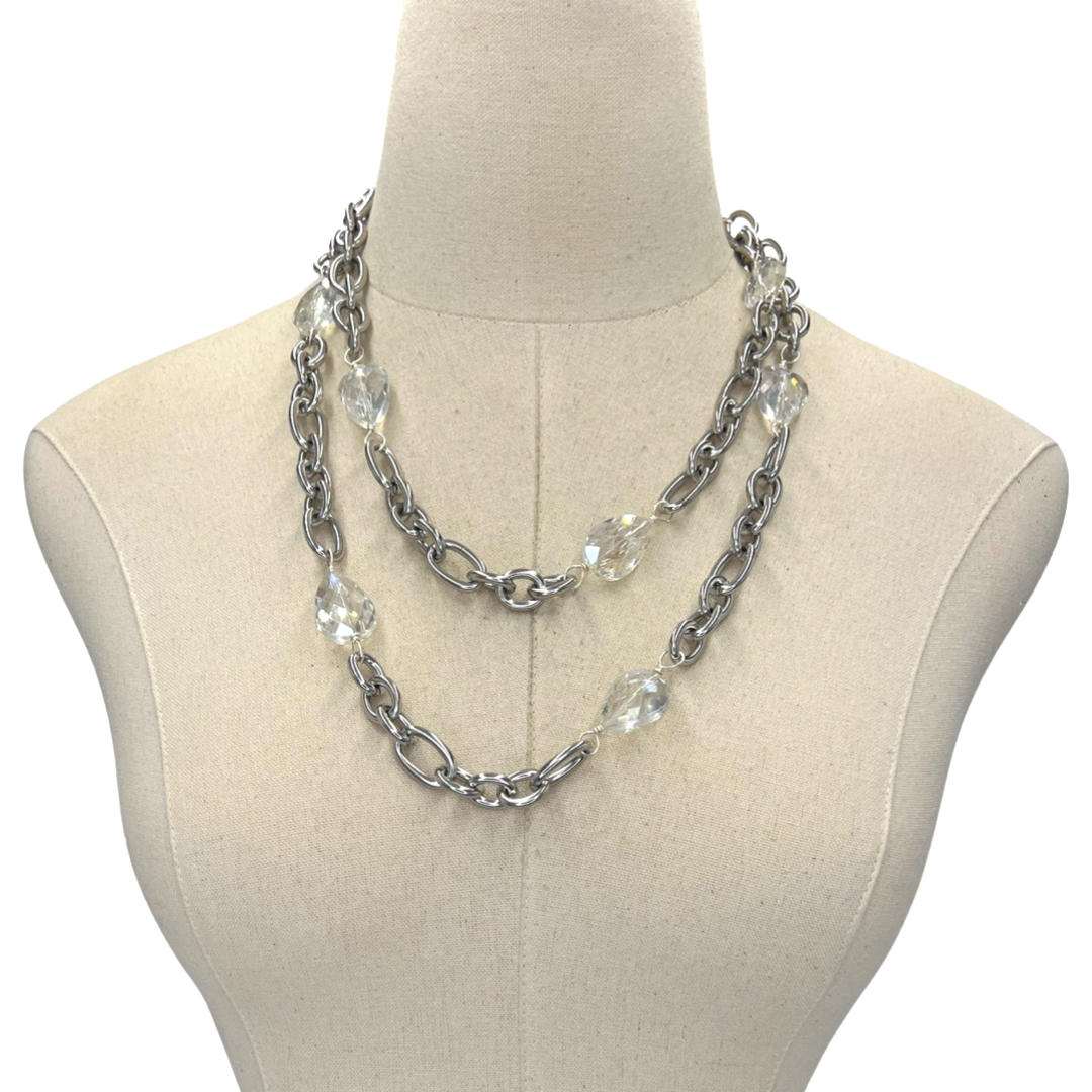 Kedron Crystal Necklace Necklaces Cerese D, Inc. Silver  
