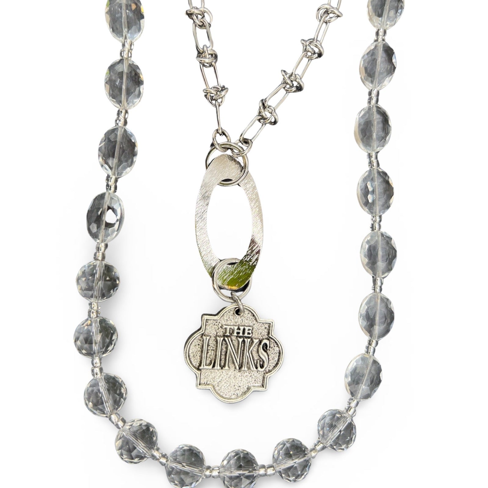 Clear Silver Spark Charm Necklace Necklaces Cerese D, Inc.   