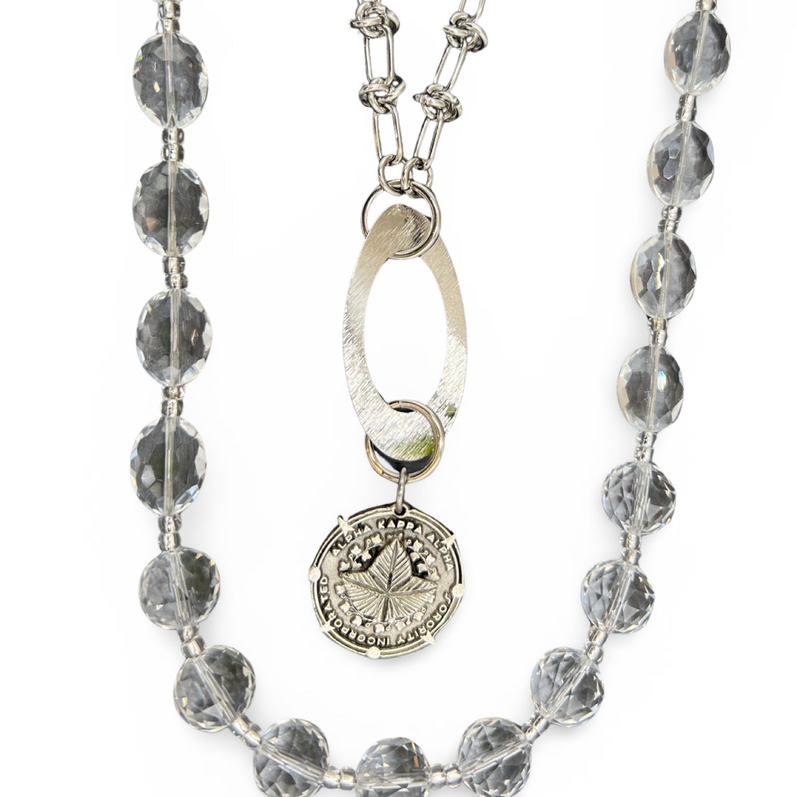 Clear Silver Spark Charm Necklace Necklaces Cerese D, Inc.   