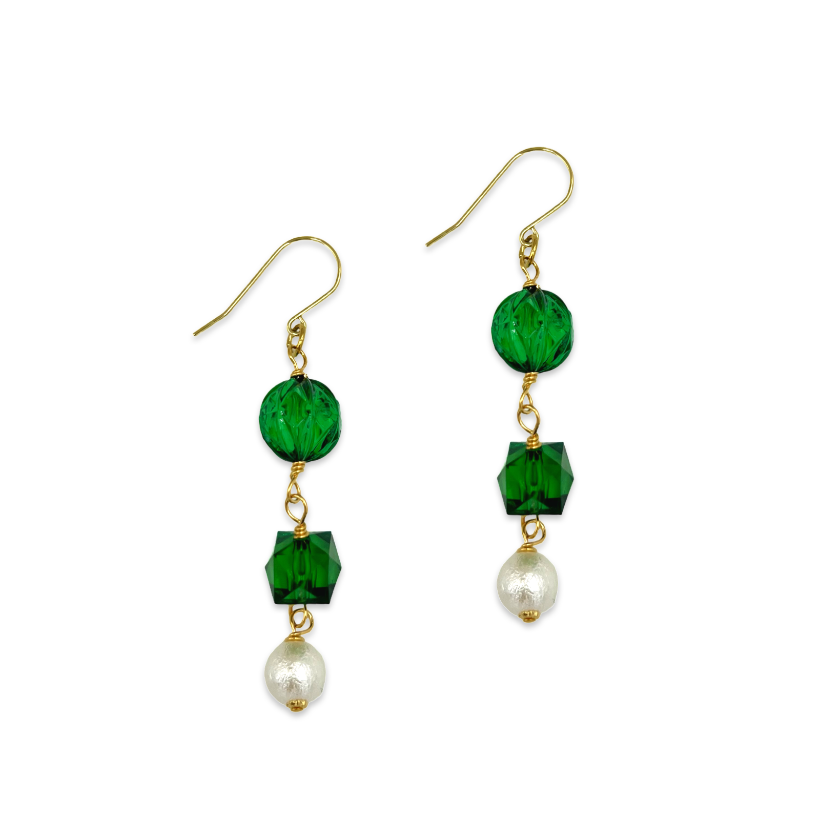 Link Chain Green Earring