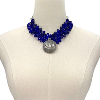 Zeta Phi Beta Blue Crystal Necklace
