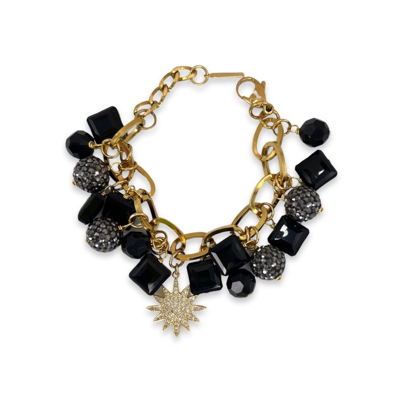 Black Glitz Charm Bracelet