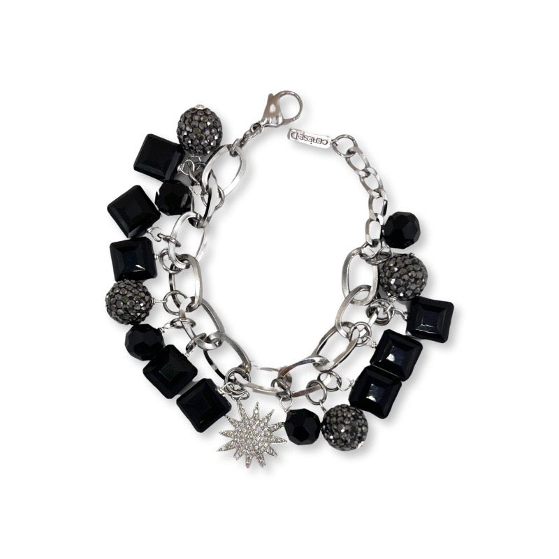 Black Glitz Charm Bracelet