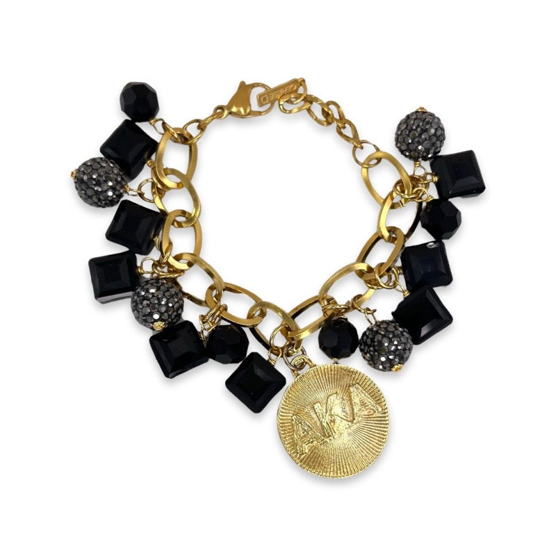 Black Glitz Charm Bracelet