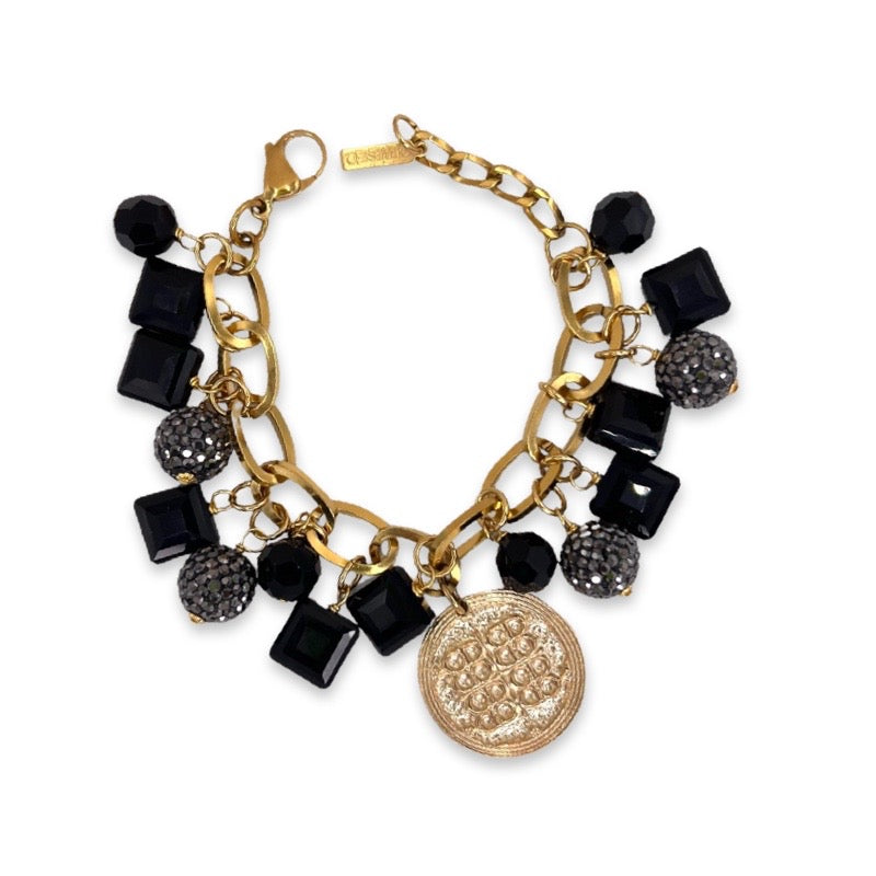 Black Glitz Charm Bracelet