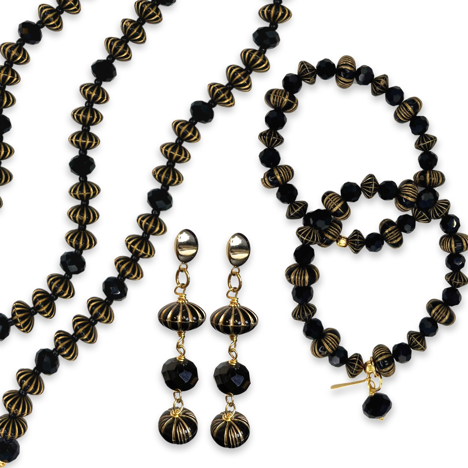 Golden Roll Black Necklace