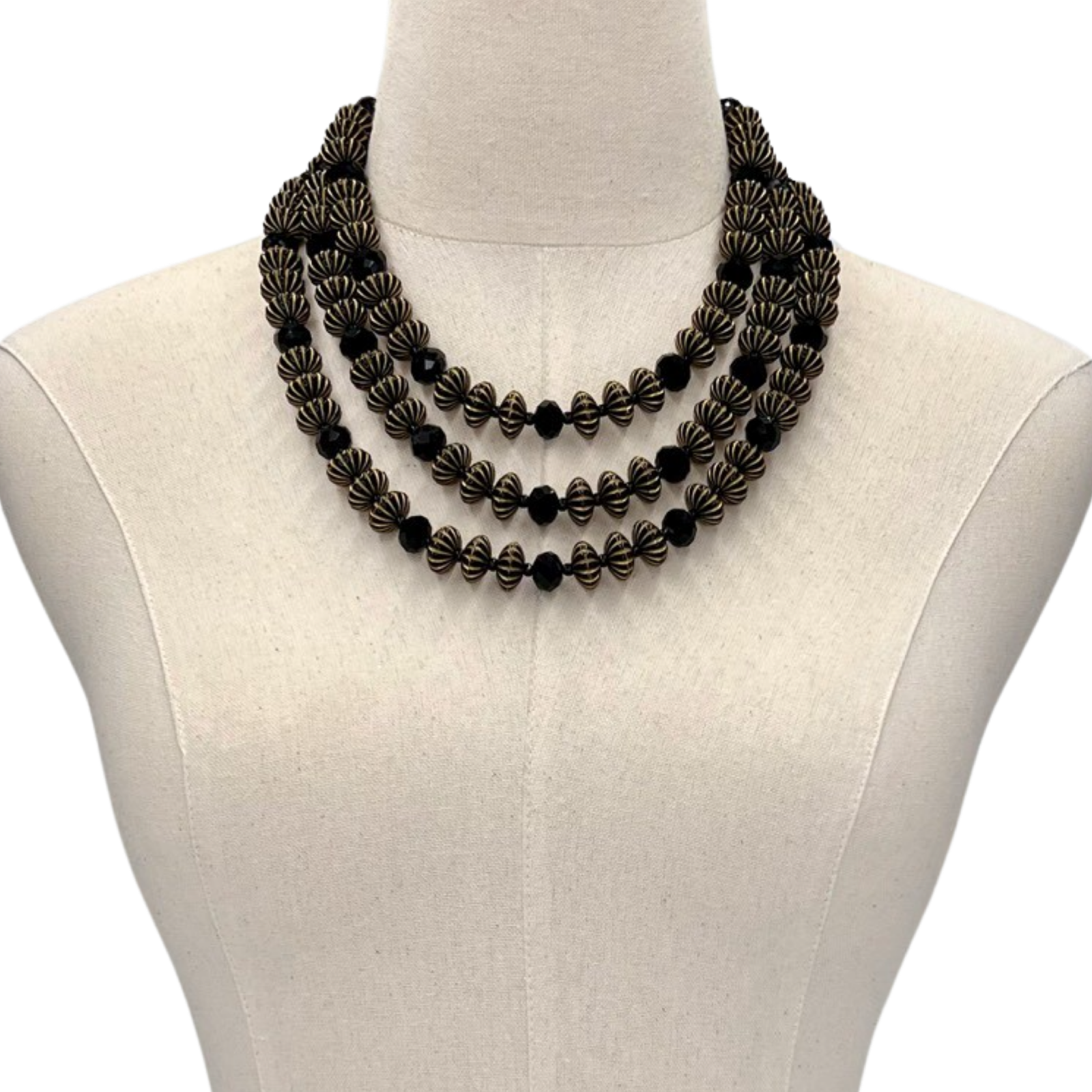 Golden Roll Black Necklace