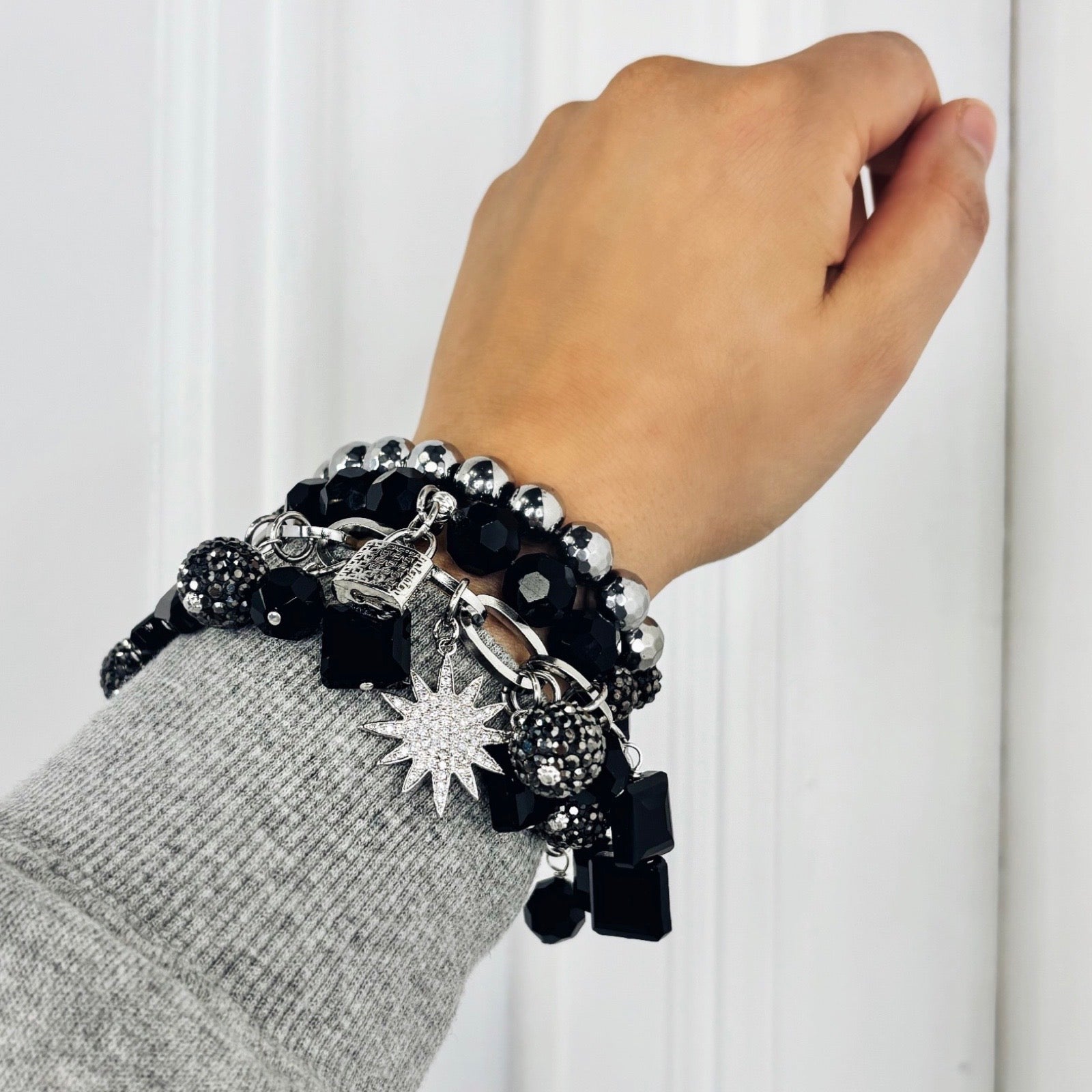 Black Glitz Charm Bracelet