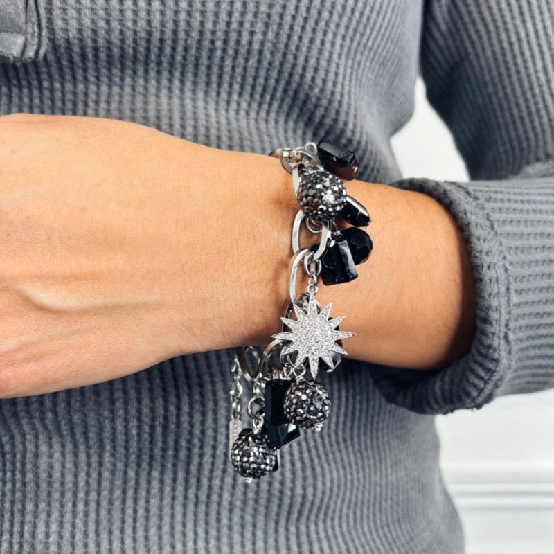 Black Glitz Charm Bracelet