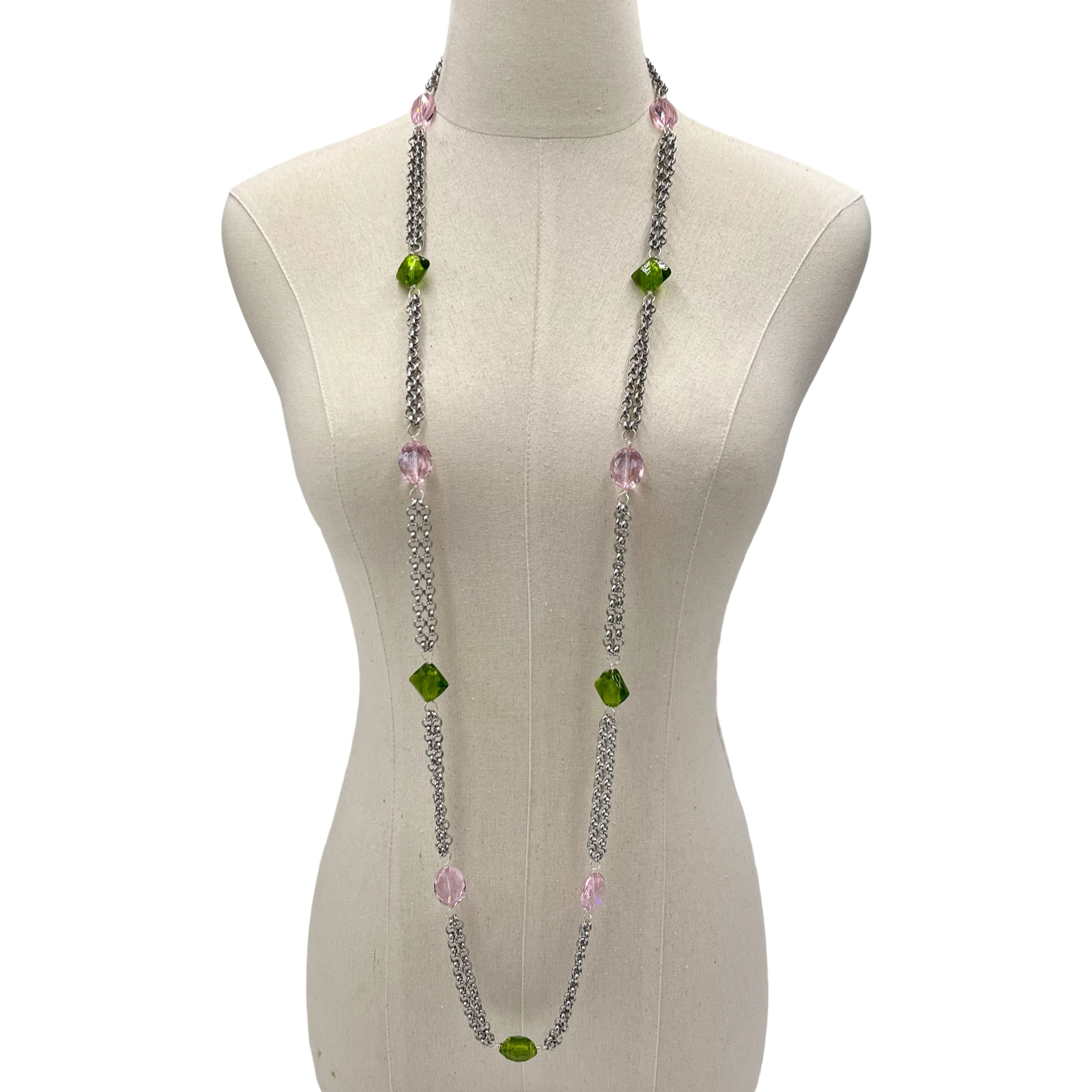 Stations Pink & Green Necklace