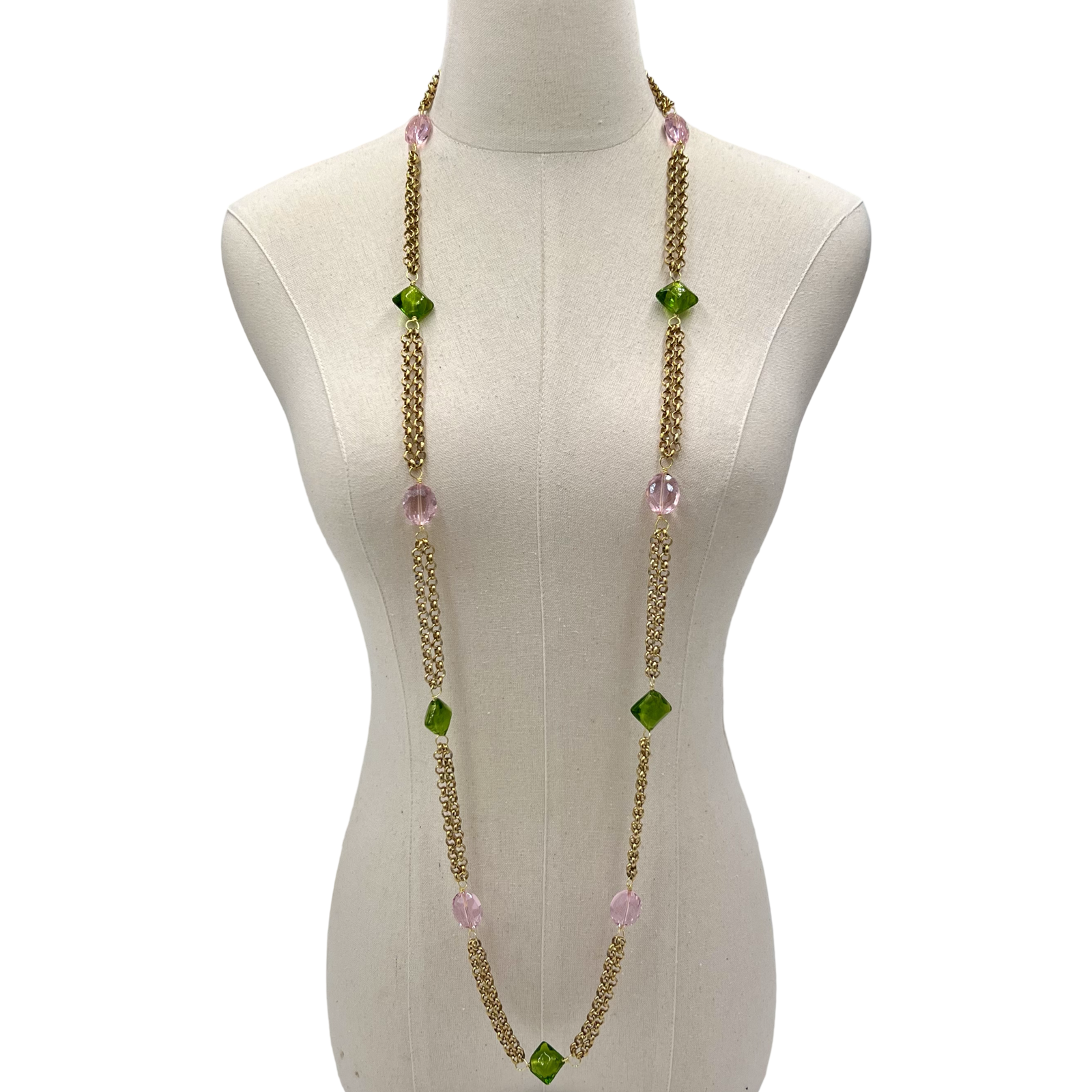 Stations Pink & Green Necklace