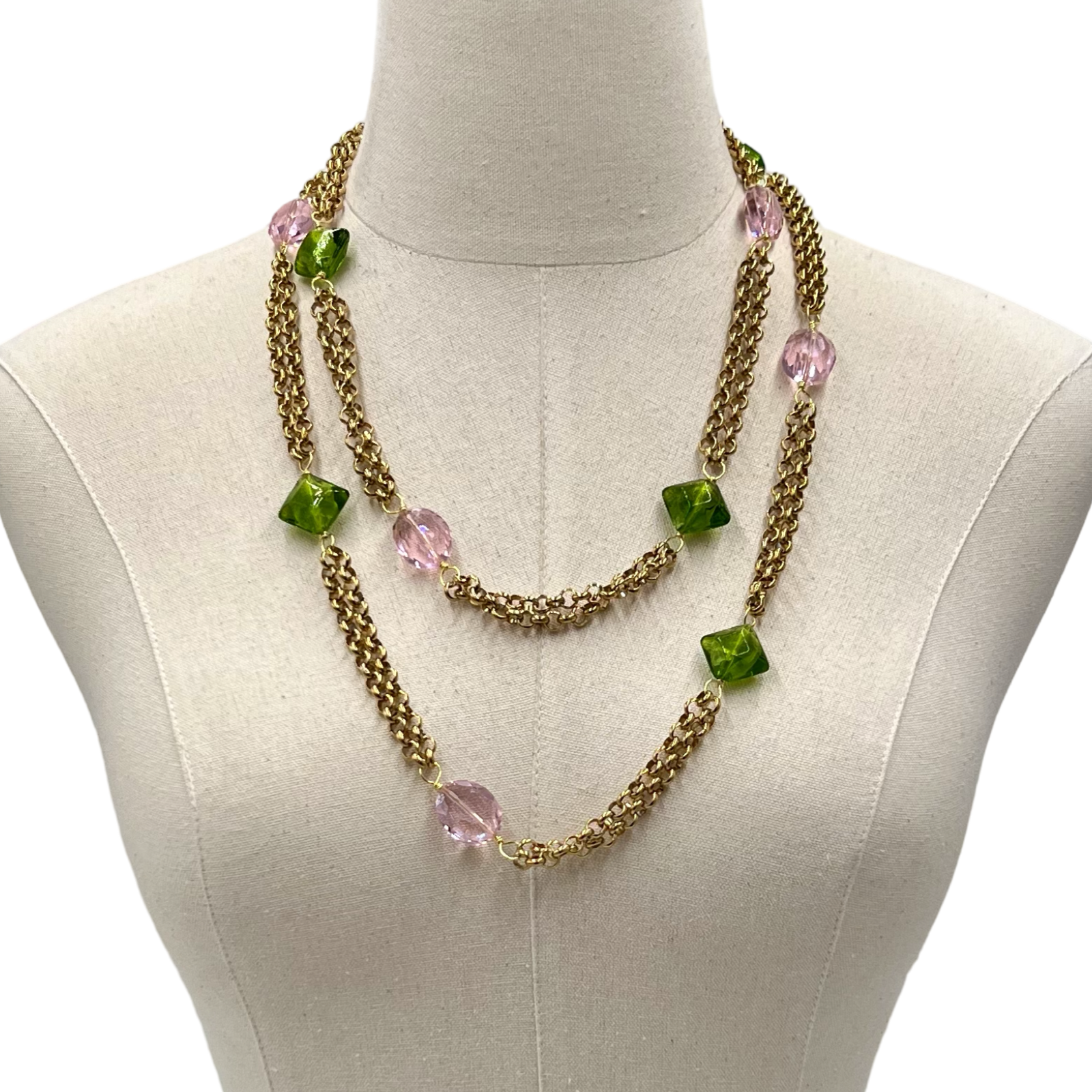 Stations Pink & Green Necklace