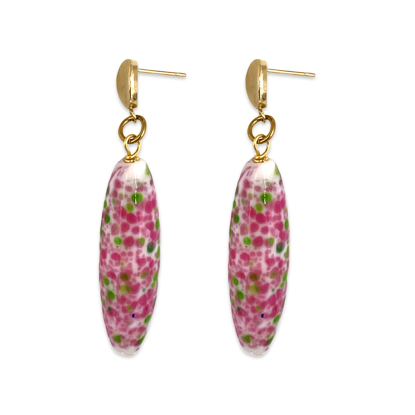 Pink Green Leo Earrings