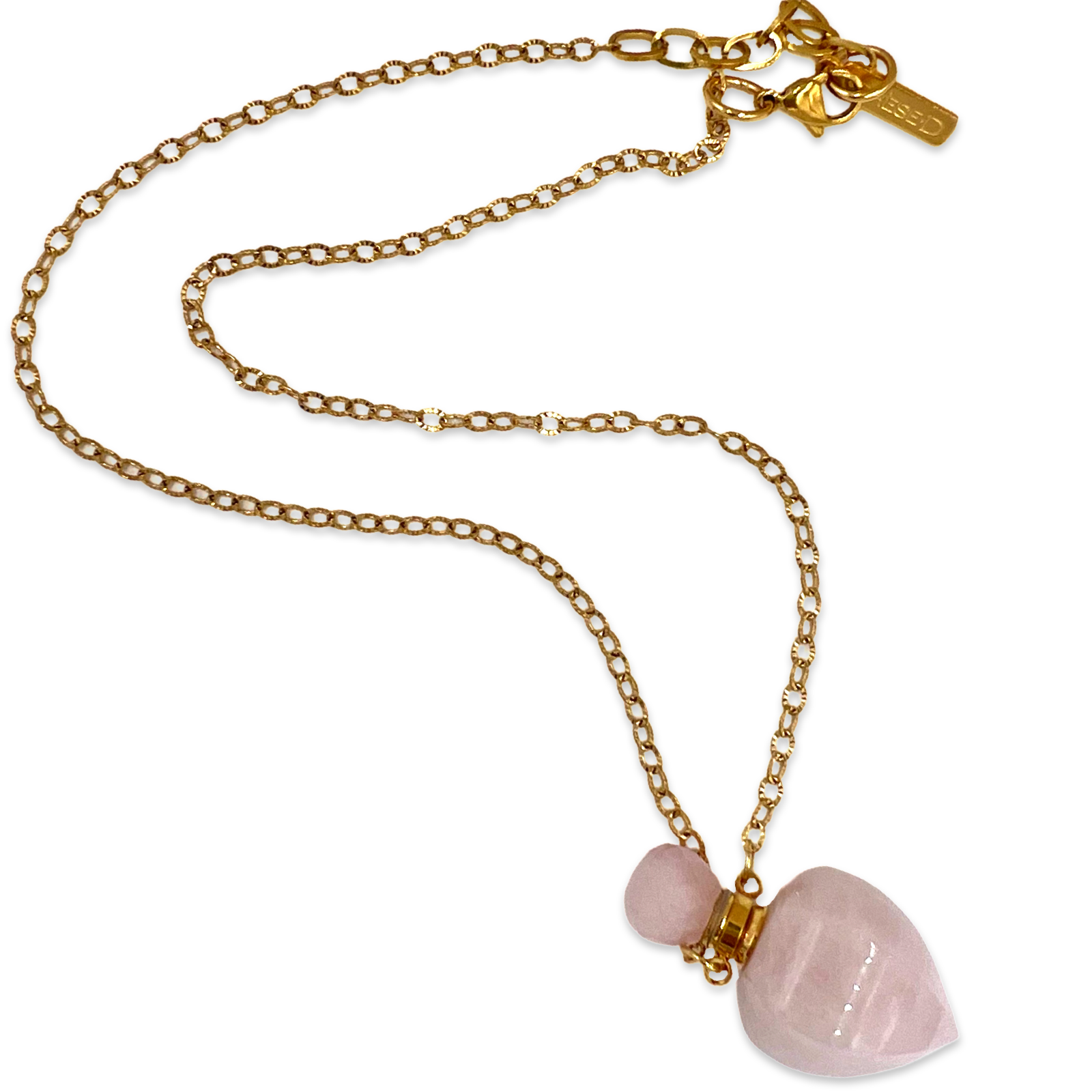 Pink Rose Quartz Bottle Necklace