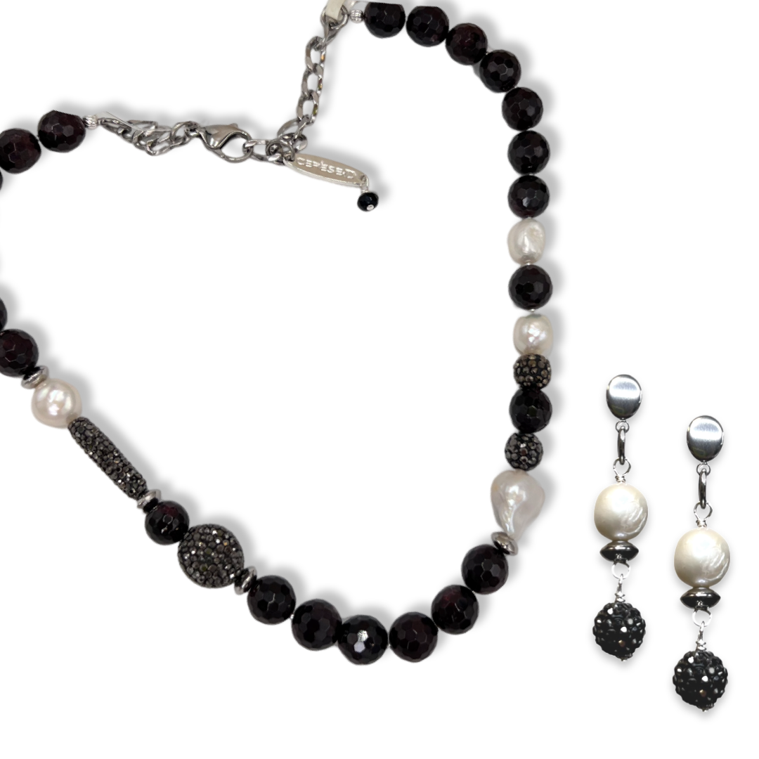 Garnet Deep Dark Necklace Necklaces Cerese D, Inc. Style B  