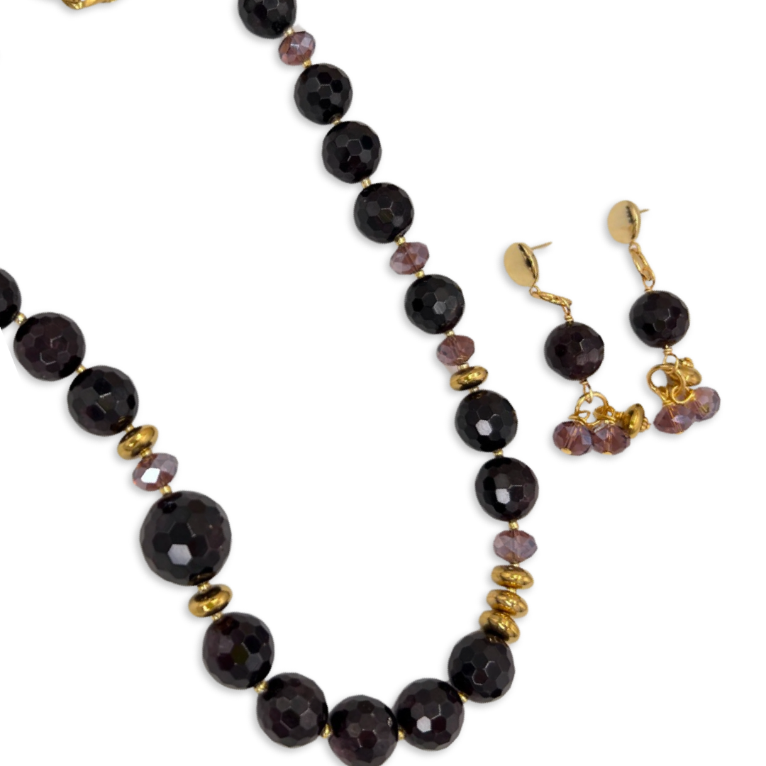 Garnet Shine Gold Necklace Necklaces Cerese D, Inc. Style A:  23" Length  