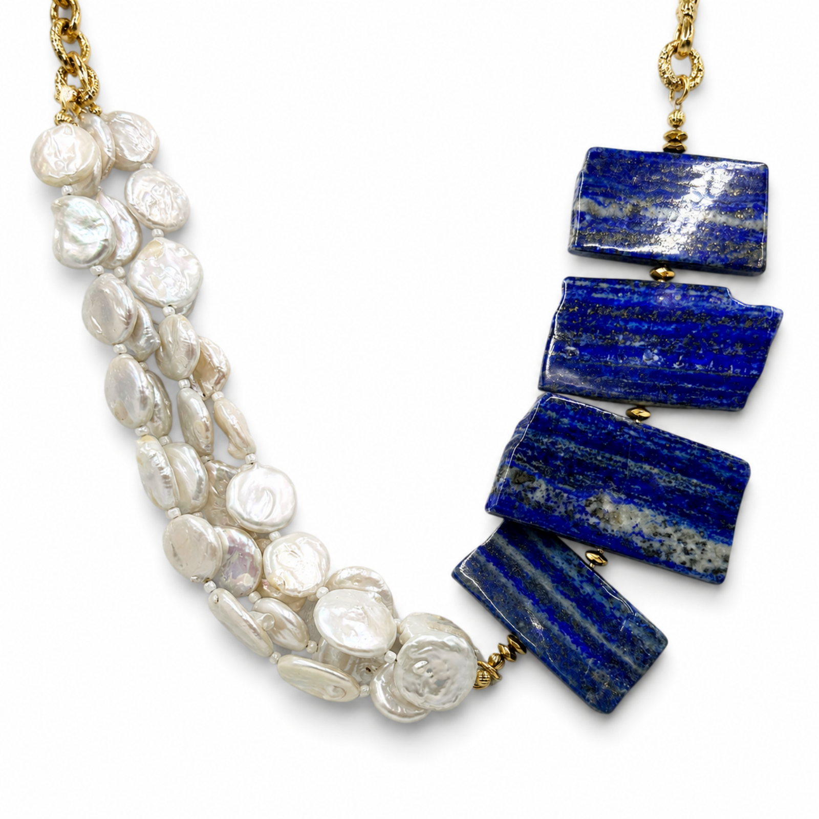 Lapis Pearl Necklace Set