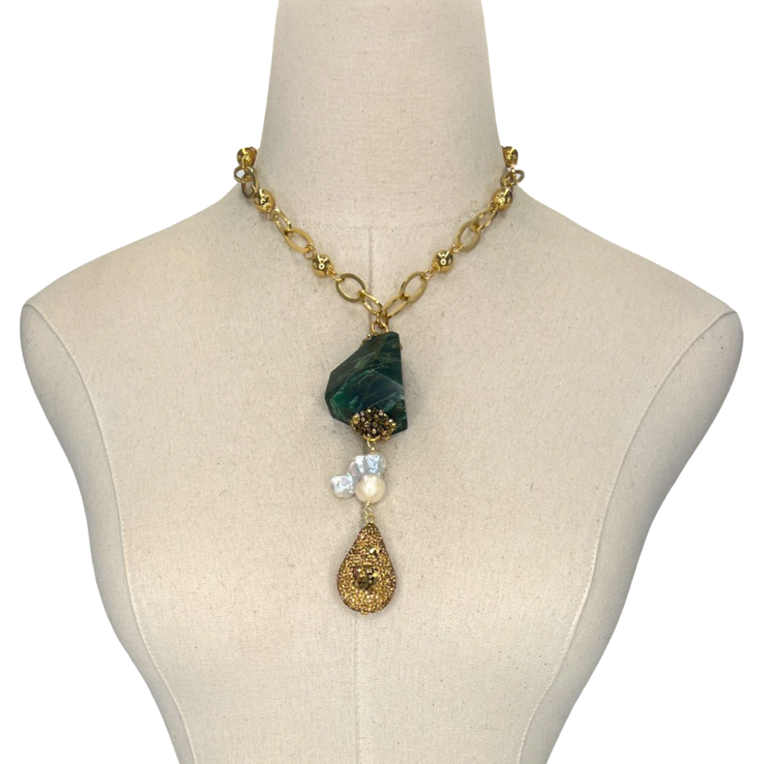Serpentine Sparkle Pearl Necklace OOAK Cerese D, Inc.   