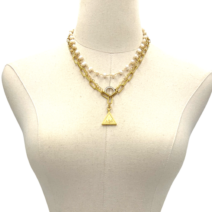 Delta Pearl Champagne Necklace DELTA Necklaces Cerese D, Inc. Gold  