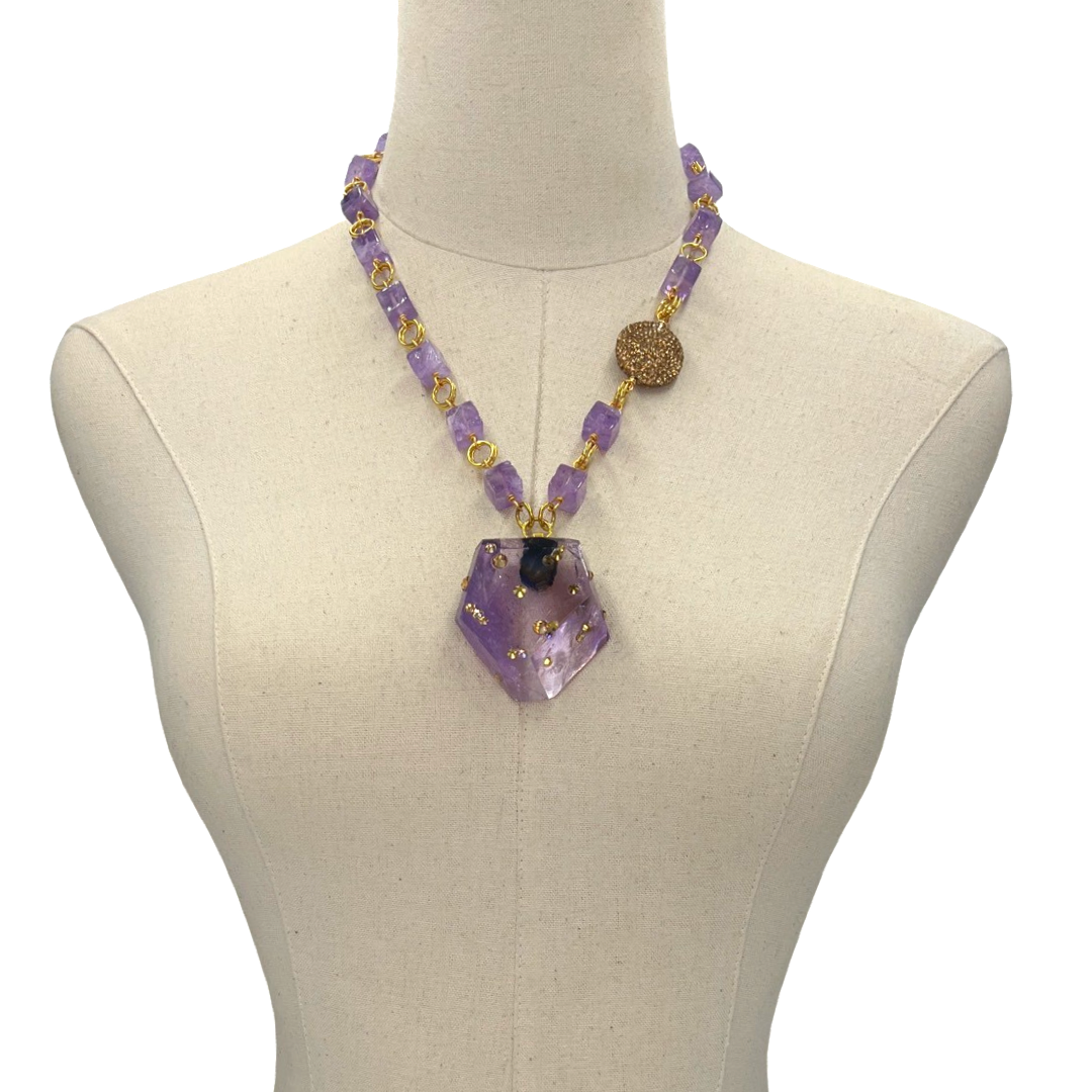 Purple Amethyst Unique Necklace OOAK Cerese D, Inc.   