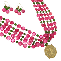 AKA Pink Pep Step Necklace AKA Necklaces Cerese D, Inc. Gold  