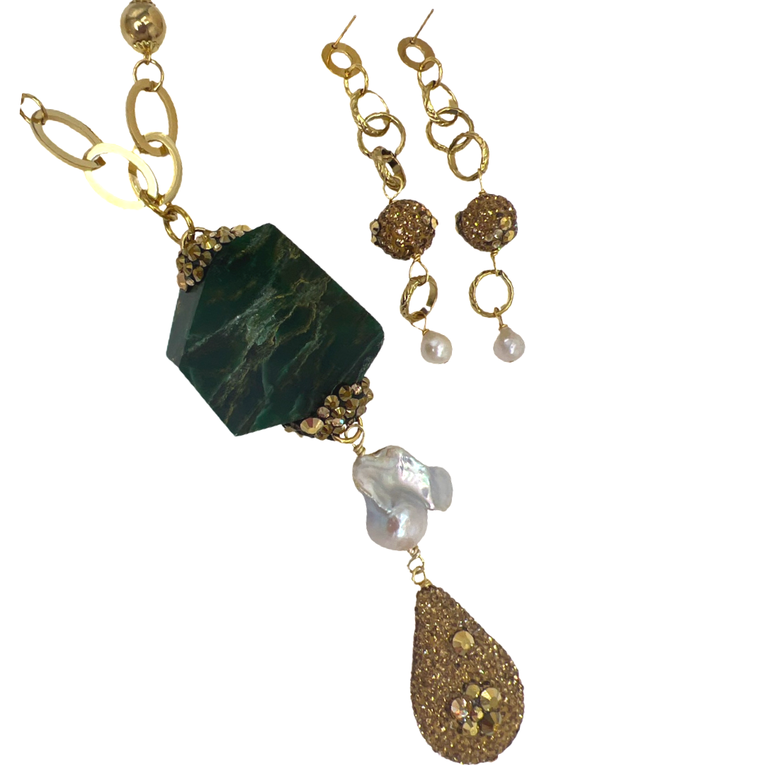 Serpentine Sparkle Pearl Necklace OOAK Cerese D, Inc.   
