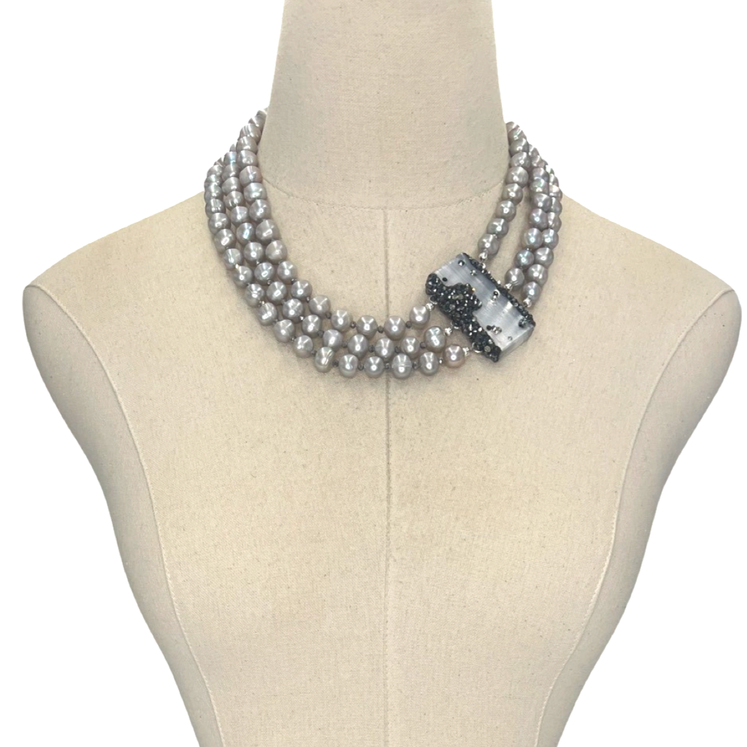 Character Grey Pearl Necklace OOAK Cerese D, Inc.   