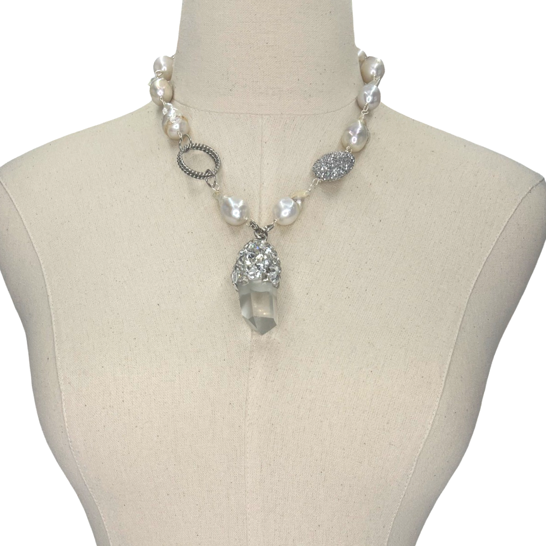Pearl Phalana Necklace OOAK Cerese D, Inc. Silver  