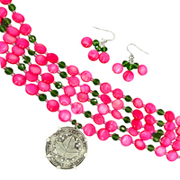 AKA Pink Pep Step Necklace AKA Necklaces Cerese D, Inc. Silver  