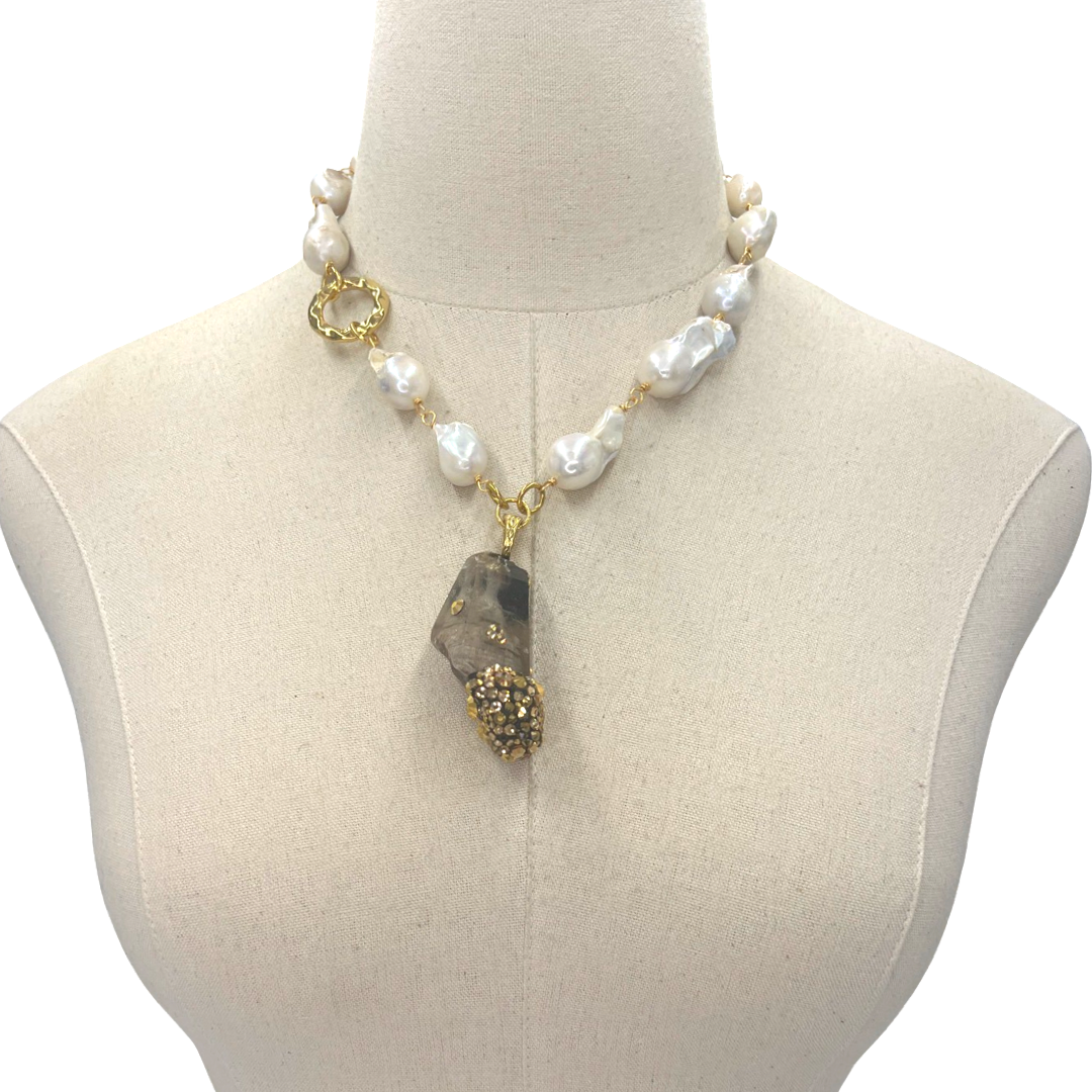 Pearl Phalana Necklace OOAK Cerese D, Inc. Gold  