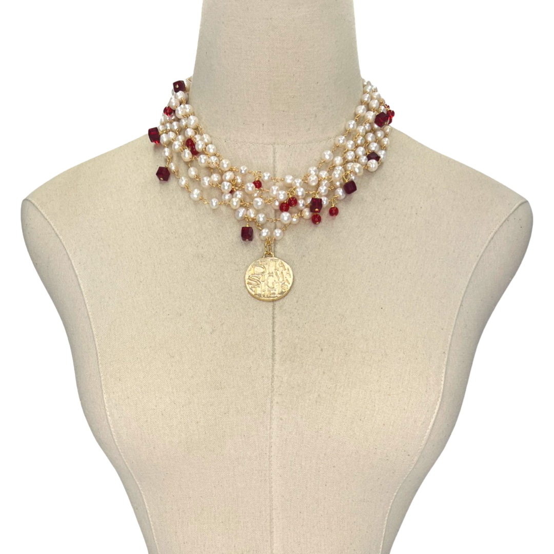 Delta Petite Pearls Necklace DELTA Necklaces Cerese D, Inc. Gold  