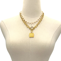 Links Pearl Champagne Necklace LINKS Necklaces Cerese D, Inc. Gold  