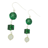 Link Chain Green Earring Earrings Cerese D, Inc. Silver  