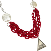 Delta Fortitude Red Faux Leather Chain Necklace DELTA Necklaces Cerese D Jewelry   