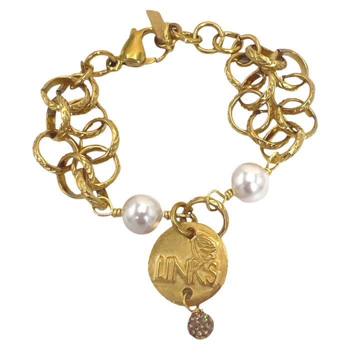 Links Classic 2 Pearl Bracelet LINKS Bracelets Cerese D, Inc. Gold  
