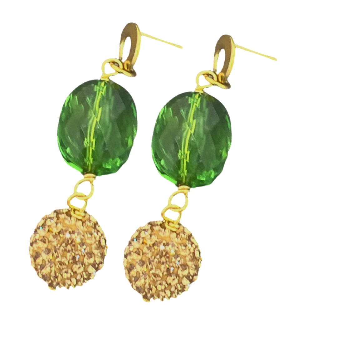 Links Green Just Right Earring LINKS Earrings Cerese D, Inc. Gold  