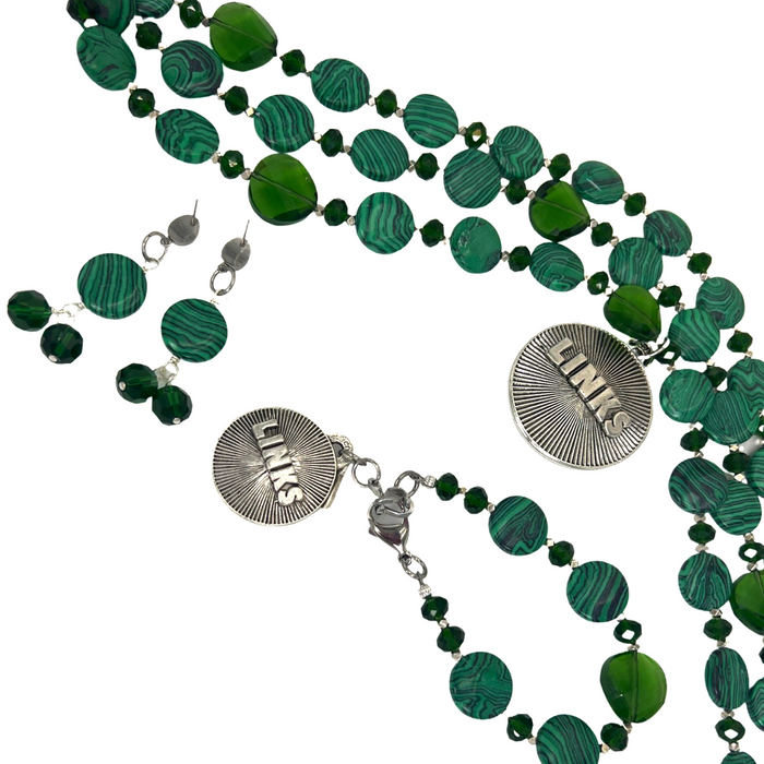 Links Mala Green Necklace LINKS Necklaces Cerese D, Inc. Silver  